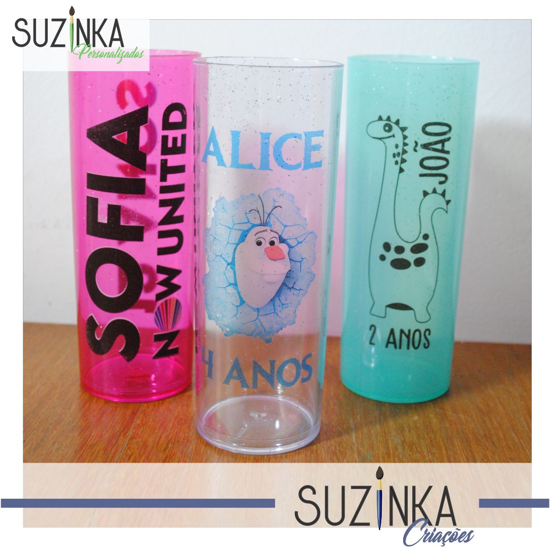 Copo Long Drink Glitter Personalizado Frente 12 unidades – Suzinka